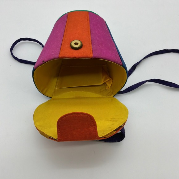 Rare Unique Vintage Rainbow Evening Retro Bucket Bag Box Purse 80s Fun w/ FLAWS - Picture 6 of 9